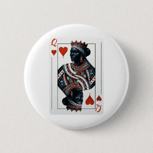 Black Queen Of Hearts Card Deck Game Proud Black W 6 Cm Round Badge