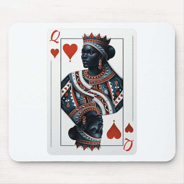 Black Queen Of Hearts Card Deck Game Proud Black W Mouse Pad (Front)