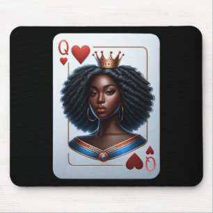 Black Queen Of Hearts Card Deck Game Proud Black W Mouse Pad