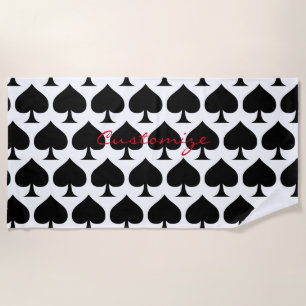 Black Queen of Spades Black Thunder_Cove Beach Towel