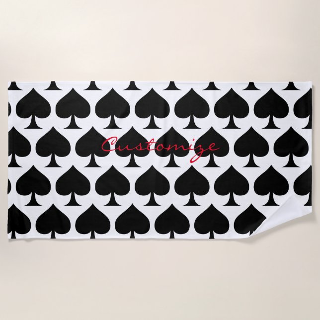 Black Queen of Spades Black Thunder_Cove Beach Towel (Front)