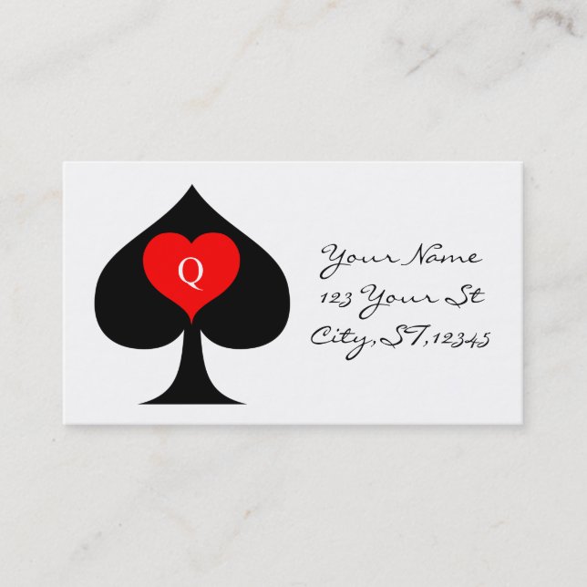 Black Queen of Spades Red Heart Thunder_Cove Business Card (Front)