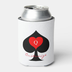Black Queen of Spades Red Heart Thunder_Cove Can Cooler