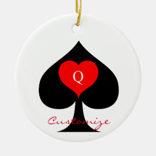 Black Queen of Spades Red Heart Thunder_Cove Ceramic Tree Decoration