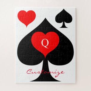Black Queen of Spades Red Heart Thunder_Cove Jigsaw Puzzle