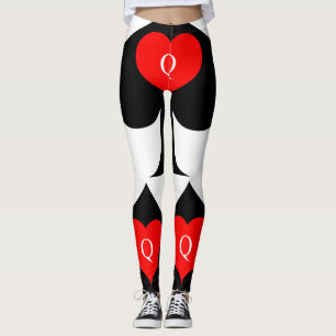 Black Queen of Spades Red Heart Thunder_Cove Leggings