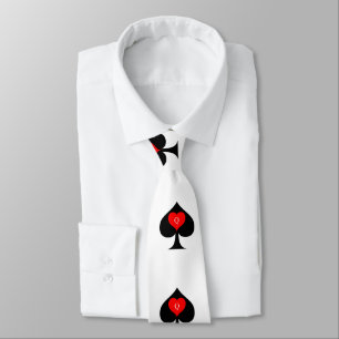 Black Queen of Spades Red Heart Thunder_Cove Tie
