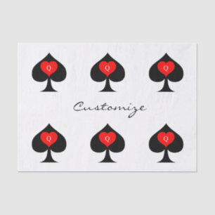Black Queen of Spades Red Heart Thunder_Cove Tissue Paper