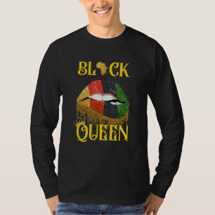 Black Queen Pan African Colors Biting Lips Melanin T-Shirt
