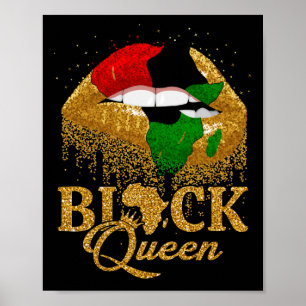 Black Queen Pan African Flag Colours Biting Lips Poster