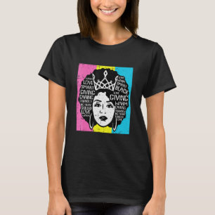 Black Queen Pansexual Pride Flag Afro Hair Lgbt Q T-Shirt