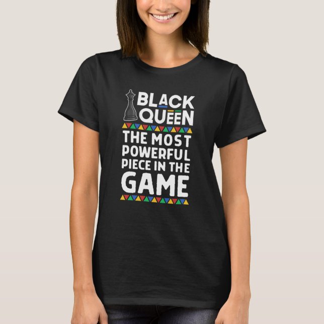 Black Queen Powerful Chess Piece African Pride T-Shirt (Front)