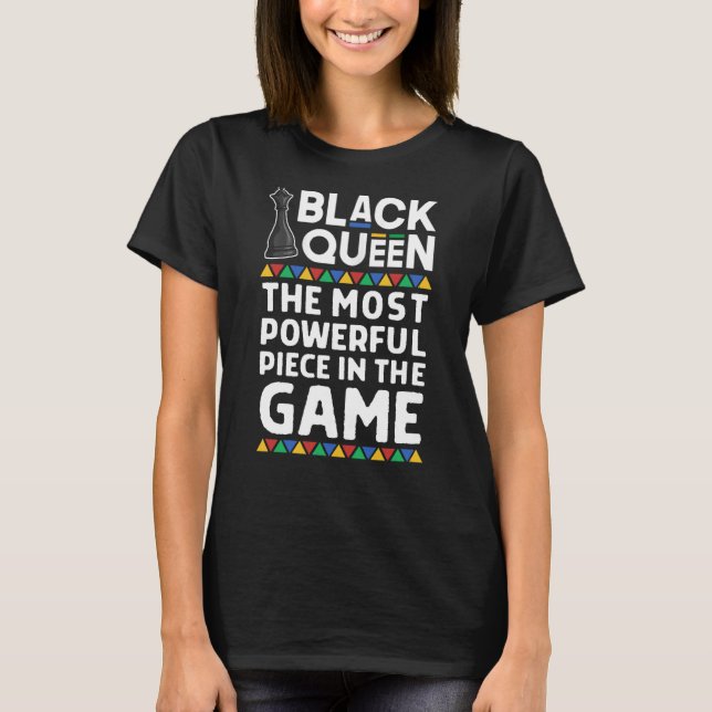 Black Queen Powerful Chess Piece African Pride T-Shirt (Front)