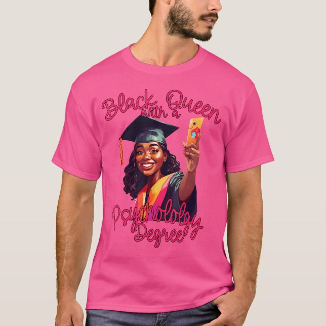Black Queen Psychology Degree Graduation 2023 Phd  T-Shirt (Front)