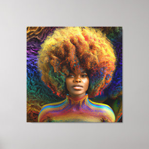 Black Queen Rainbow Sista Women Melanin Sista Afro Canvas Print