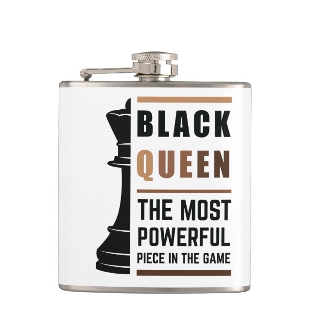 Black Queen The Most Powerful Piece In The Game 2 Hip Flask (Front)
