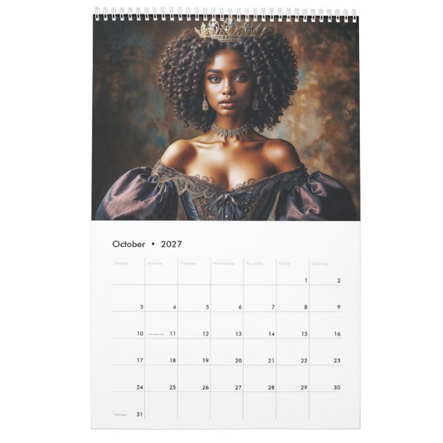 Black Queens and Princesses Royal Calendar (Oct 2027)