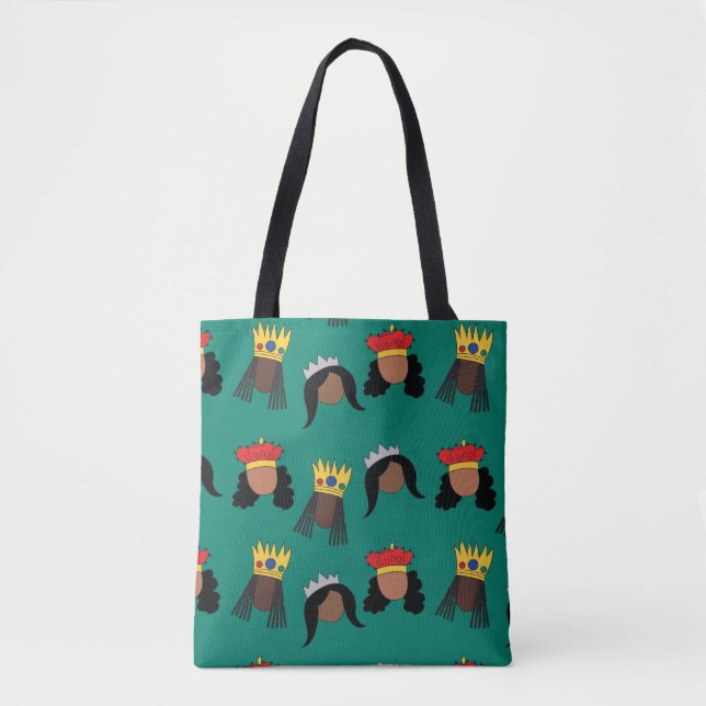 Black Queens shopping Bag Tote (Front)