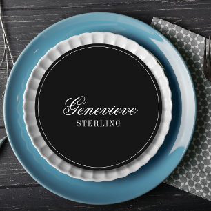 Black Quiet Formal Round Wedding Guest Place Programme