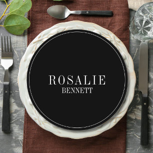 Black Quiet Formal Round Wedding Guest Place Programme