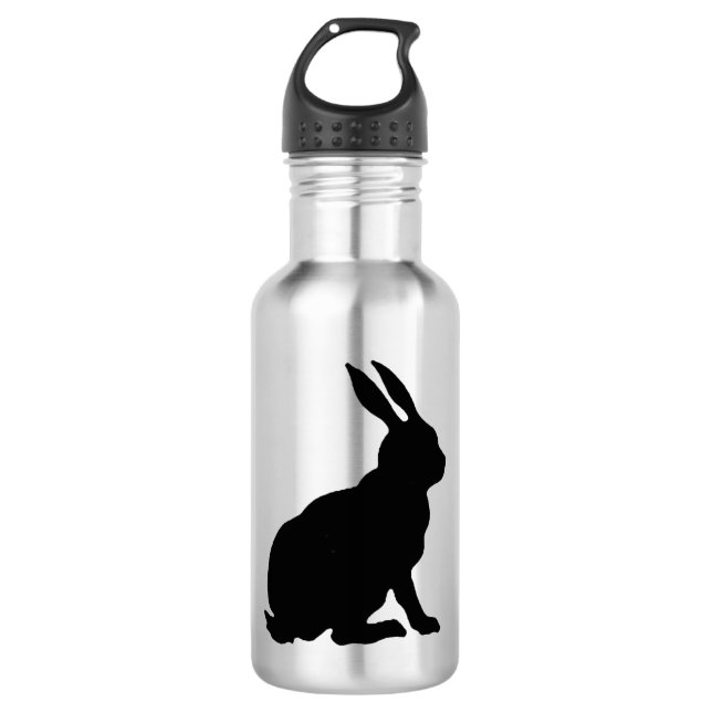 Black Rabbit Silhouette Easter Bunny 532 Ml Water Bottle (Front)