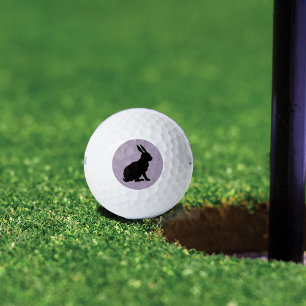 Black Rabbit Silhouette Easter Bunny Golf Balls