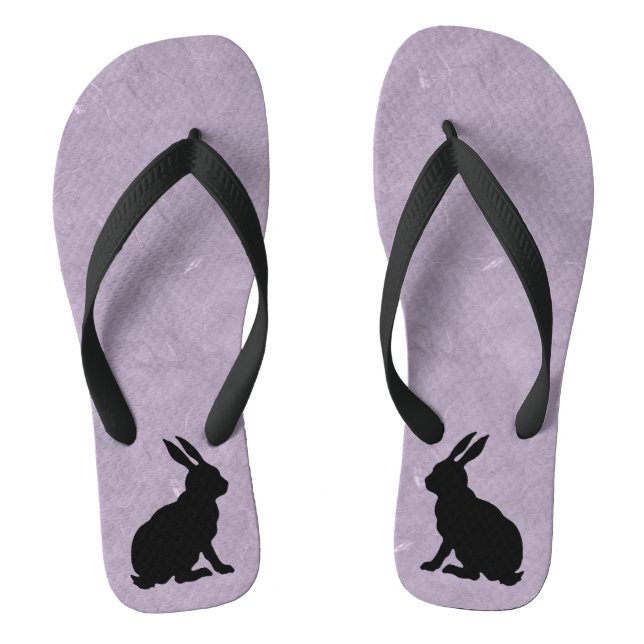 Black Rabbit Silhouette Easter Bunny Jandals (Footbed)