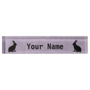 Black Rabbit Silhouette Easter Bunny Nameplate