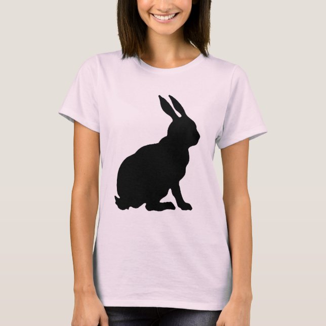 Black Rabbit Silhouette Easter Bunny T-Shirt (Front)