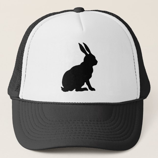Black Rabbit Silhouette Trucker Hat (Front)