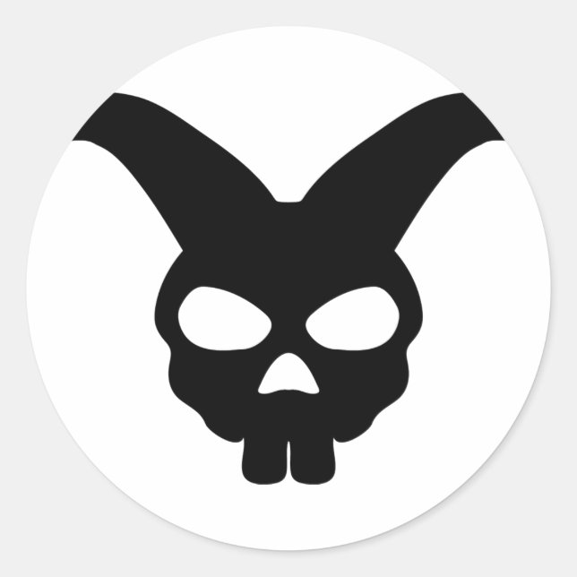 black rabbit skull classic round sticker (Front)