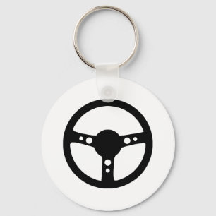 black racing steering wheel icon key ring