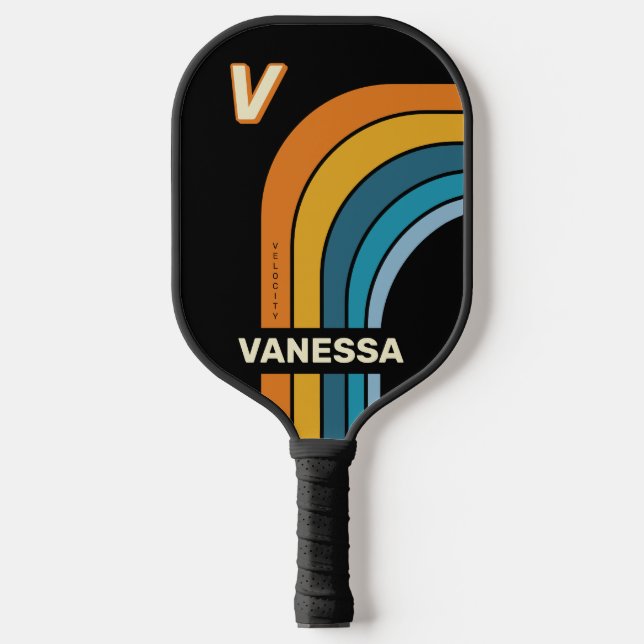 Black Rainbow Arch with Name & Initial  Pickleball Paddle (Front)