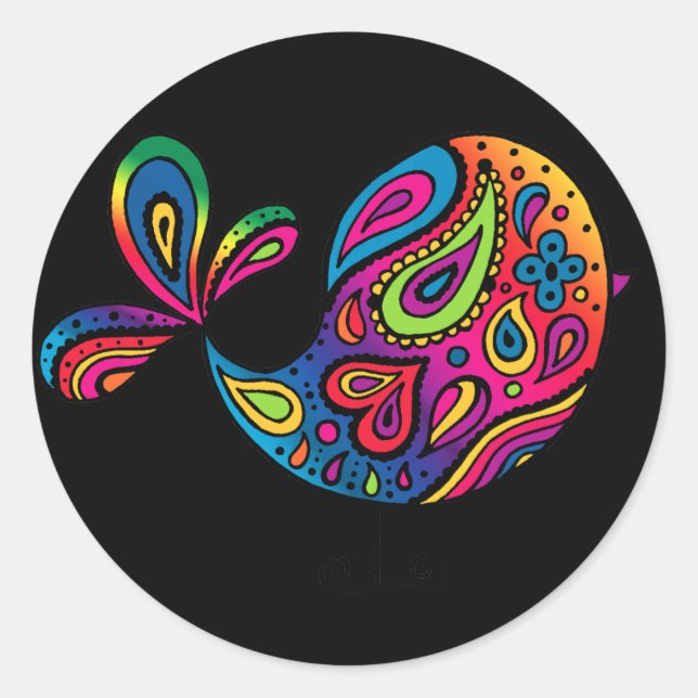 Black Rainbow Bird Sticker (Front)
