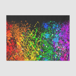 Black Rainbow Colour Paint Splatter Colourful Tissue Paper