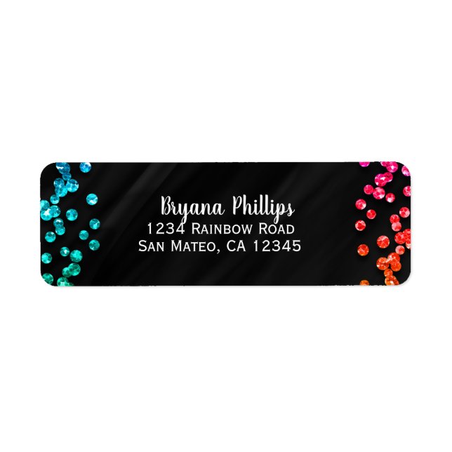 Black Rainbow Confetti Dots Fun Party (Front)