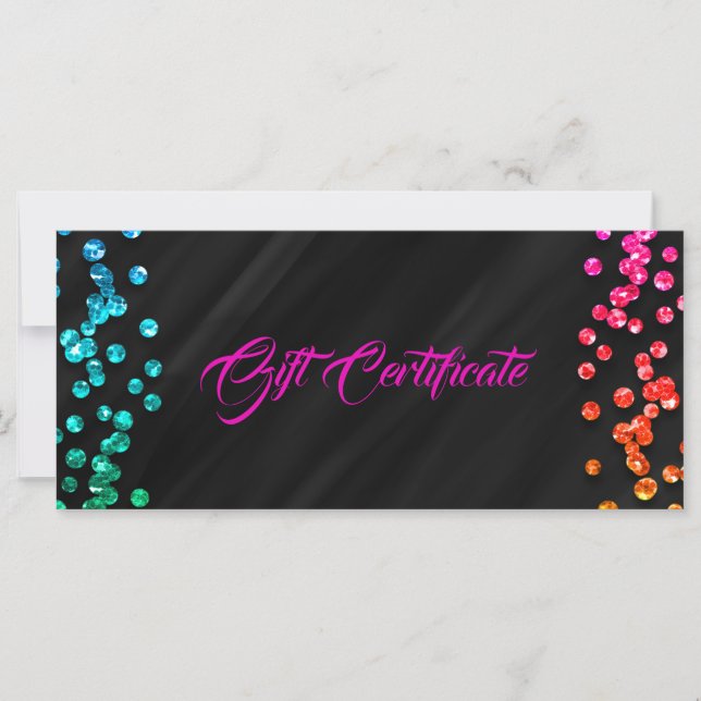 Black Rainbow Confetti Dots Gift Certificate (Front)