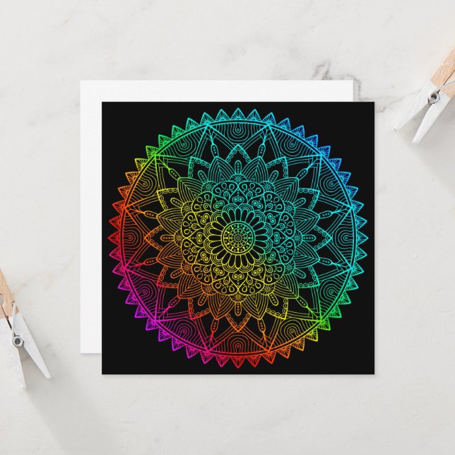 Black Rainbow Mandala Invitation (Front/Back In Situ)