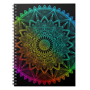 Black Rainbow Mandala Notebook