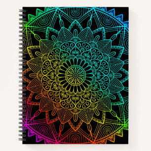 Black Rainbow Mandala Notebook