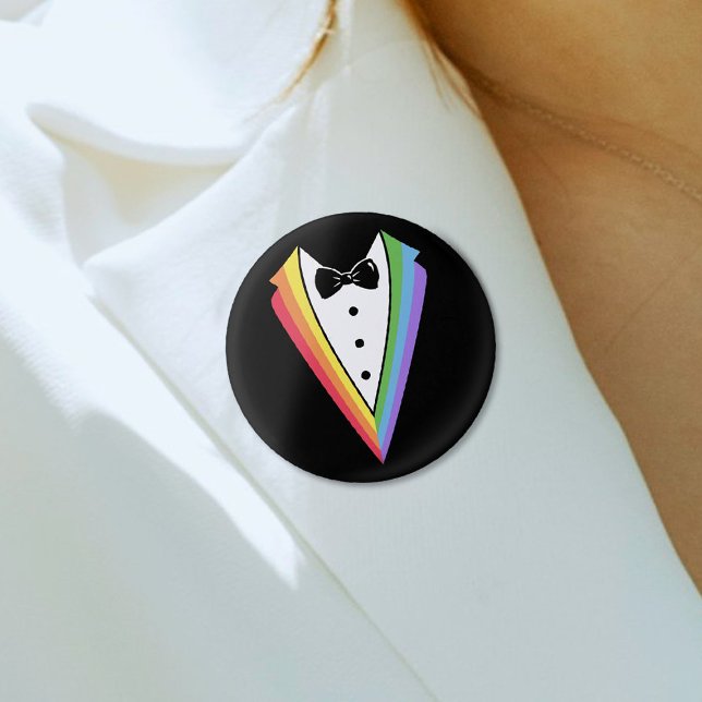 Black Rainbow Personalised Groomsmen Gay Pride 3 Cm Round Badge (Creator Uploaded)
