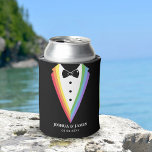 Black Rainbow Personalised Groomsmen Gay Pride Can Cooler<br><div class="desc">Black Rainbow Personalised Groomsmen Gay Pride Can Cooler</div>