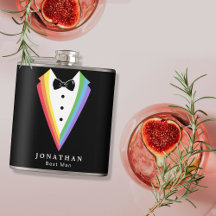 Black Rainbow Personalised Groomsmen Gay Pride