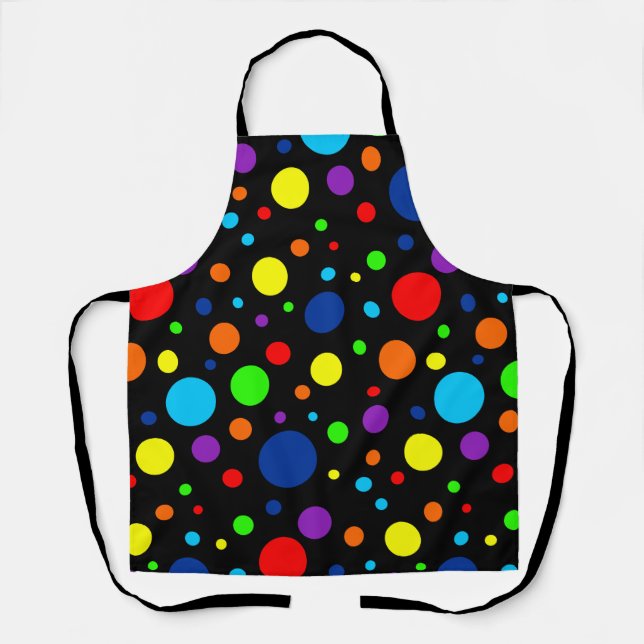 Black Rainbow Spots Apron (Front)
