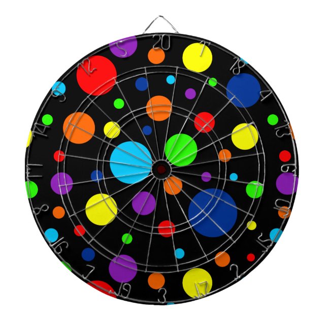Black Rainbow Spots Dartboard (Front)