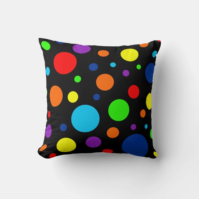 Black Rainbow Spots Pillow (Front)
