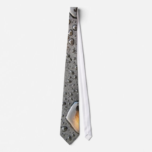 Black Raindrops on Grey Necktie (Front)