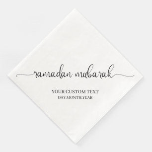 Black Ramadan Mubarak Calligraphy Custom Napkin
