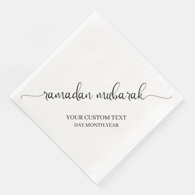 Black Ramadan Mubarak Calligraphy Custom Napkin (Corner)