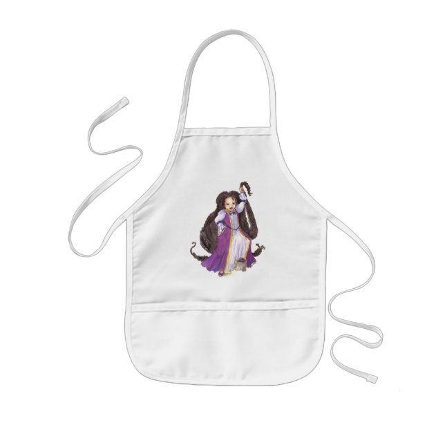 Black Rapunzel Princess with Twists girls apron (Front)